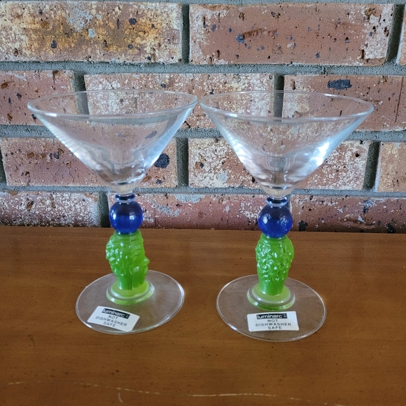 Tiki Man Blue Green Richard Jolly Martini Glass 1996 - Picture 6 of 6